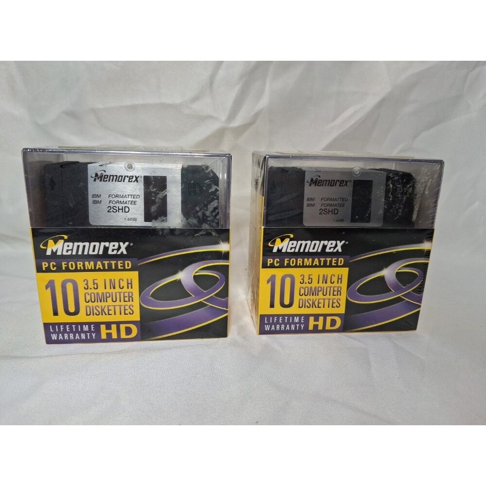 2 packs, Memorex PC Formatted  - 3.5" Computer Diskettes High Density - NEW